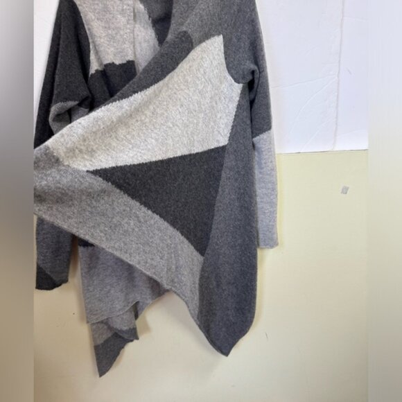 Saffron Cashmere Cardigan Open Color Block Graphic Sweater Knit Lightweight S - Picture 5 of 16